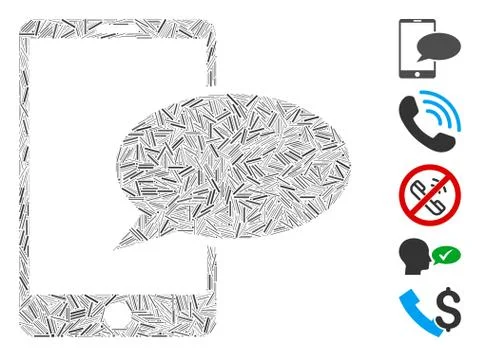 Line Collage Phone Message Icon 库存插图