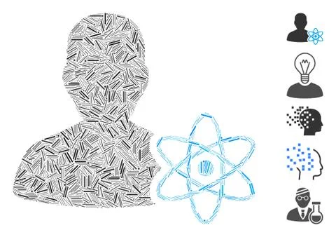 Line Collage Physicist Science Icon Illustrazione stock