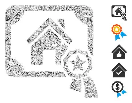 Line Collage Realty Certification Ilustração Stock