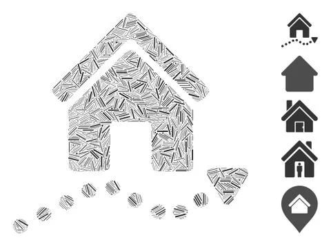 Line Collage Realty Trend Icon Ilustração Stock