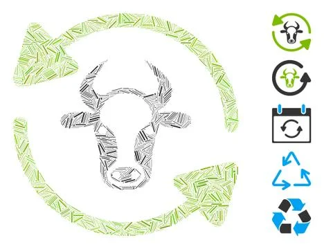 Line Collage Refresh Cow Stock Illustration
