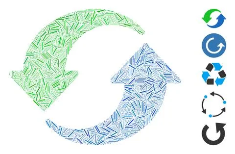 Line Collage Refresh Icon Stock Illustration