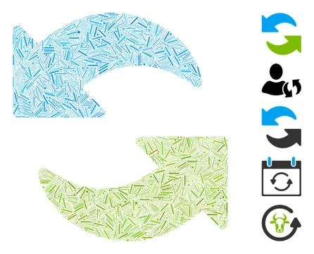 Line Collage Refresh Icon Stock Illustration