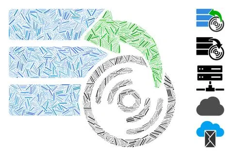 Line Collage Restore Database Icon Stock Illustration