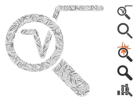 Line Collage Search Math Solution Icon Illustrazione stock