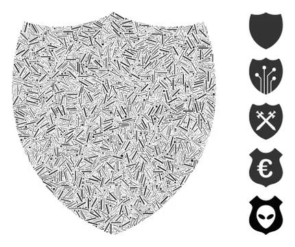 Line Collage Shield Icon Stockillustratie
