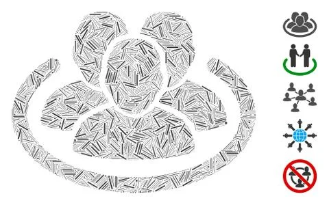 Line Collage Social Network Icon Ilustração Stock