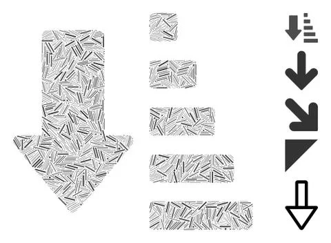 Line Collage Sort Down Arrow Icon Stock Illustration