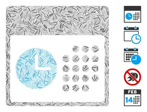 Line Collage Time and Date Illustrazione stock