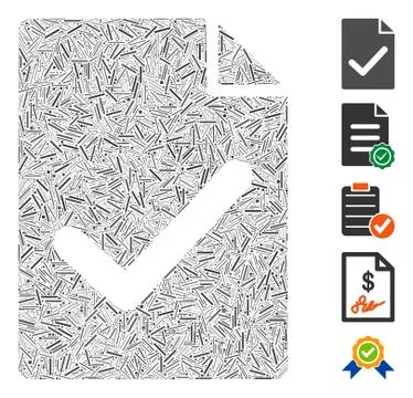 Line Collage Valid Agreement Page Icon Stock Illustration
