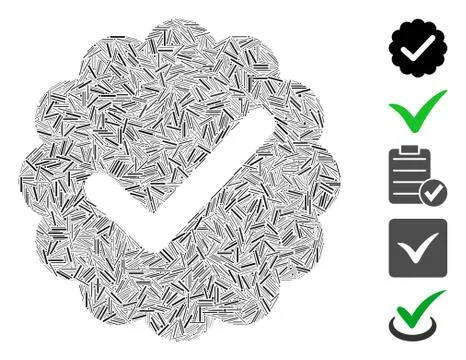 Line Collage Valid Icon Stock Illustration