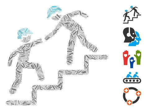 Line Collage Workers Help Stock Illustration