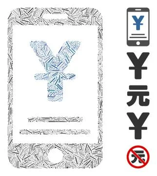 Line Collage Yuan Mobile Payment Stock Illustration