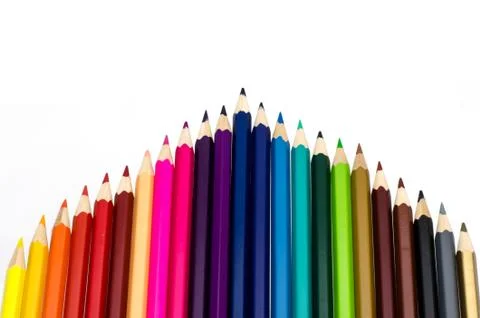 Line of colored pencils Stock Photos