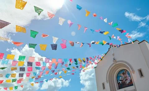 Line of colorful flags Stock Photos