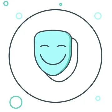 Line Comedy theatrical mask icon isolated on white background. Colorful out.. Stock Illustration