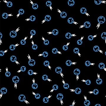 Line Comet falling down fast icon isolated seamless pattern on black background Illustrazione stock