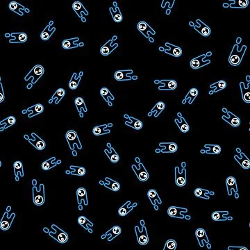 Line Comet falling down fast icon isolated seamless pattern on black background Illustrazione stock