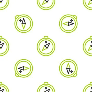 Line Compass icon isolated seamless pattern on white background. Windrose Illustrazione stock