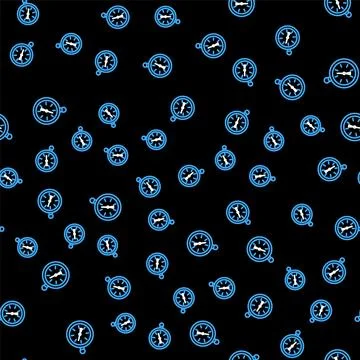 Line Compass icon isolated seamless pattern on black background. Windrose Illustrazione stock