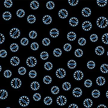 Line Compass icon isolated seamless pattern on black background. Windrose Illustrazione stock