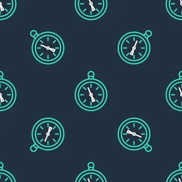 Line Compass icon isolated seamless pattern on black background. Windrose Stock Illustration
