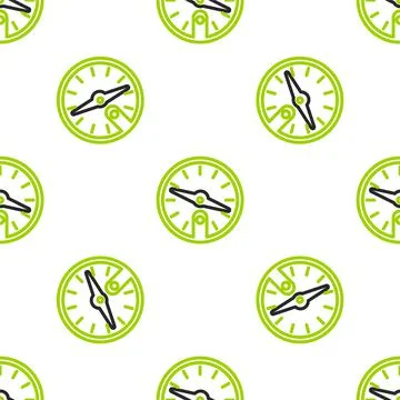 Line Compass icon isolated seamless pattern on white background. Windrose Illustrazione stock