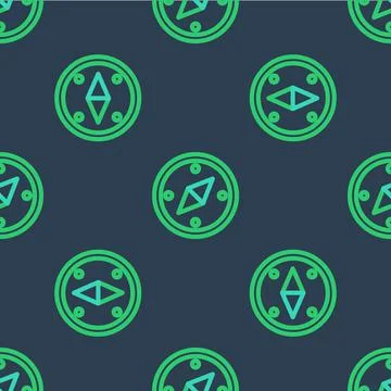 Line Compass icon isolated seamless pattern on blue background. Windrose Illustrazione stock