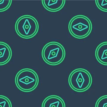 Line Compass icon isolated seamless pattern on blue background. Windrose イラスト素材