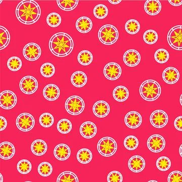 Line Compass icon isolated seamless pattern on red background. Windrose Stock Illustration