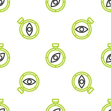 Line Compass icon isolated seamless pattern on white background. Windrose Illustrazione stock