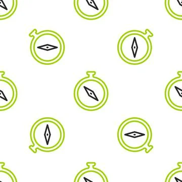 Line Compass icon isolated seamless pattern on white background. Windrose Illustrazione stock