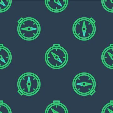 Line Compass icon isolated seamless pattern on blue background. Windrose Stock Illustration