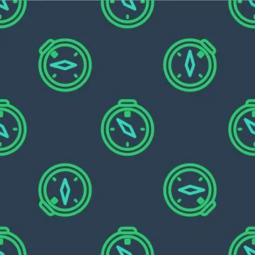 Line Compass icon isolated seamless pattern on blue background. Windrose 스톡 일러스트