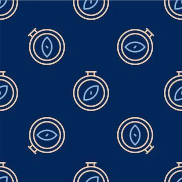 Line Compass icon isolated seamless pattern on blue background. Windrose Illustrazione stock