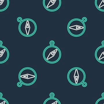 Line Compass icon isolated seamless pattern on black background. Windrose 스톡 일러스트