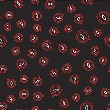 Line Compass icon isolated seamless pattern on black background. Windrose 스톡 일러스트