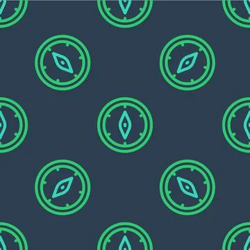 Line Compass icon isolated seamless pattern on blue background. Windrose Stock Illustration