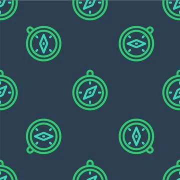 Line Compass icon isolated seamless pattern on blue background. Windrose Stock Illustration