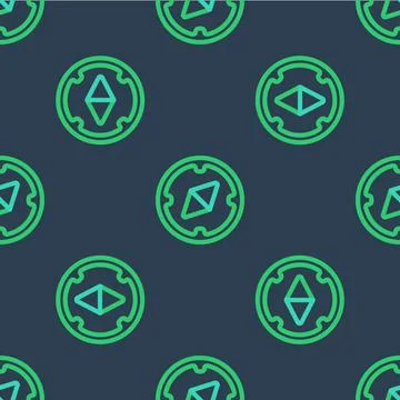 Line Compass icon isolated seamless pattern on blue background. Windrose Stock Illustration