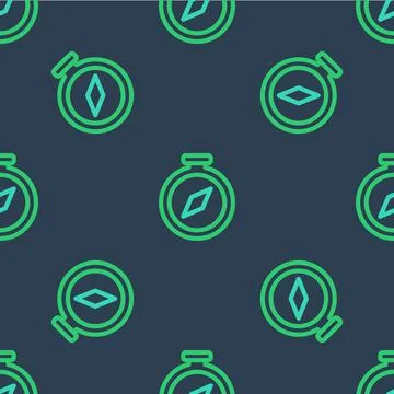 Line Compass icon isolated seamless pattern on blue background. Windrose イラスト素材