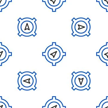 Line Compass icon isolated seamless pattern on white background. Windrose 스톡 일러스트