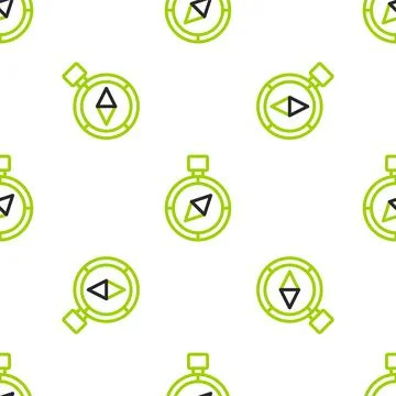 Line Compass icon isolated seamless pattern on white background. Windrose n.. Stock Illustration