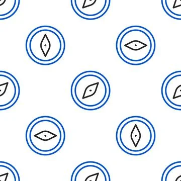 Line Compass icon isolated seamless pattern on white background. Windrose n.. Stock Illustration