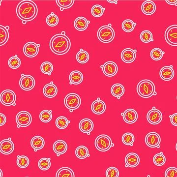 Line Compass icon isolated seamless pattern on red background. Windrose nav.. Stock Illustration