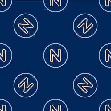 Line Compass north icon isolated seamless pattern on blue background. Windrose Stock Illustration