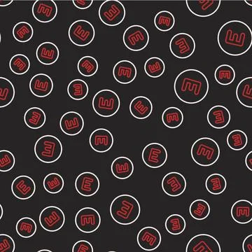 Line Compass west icon isolated seamless pattern on black background. Windrose Illustrazione stock