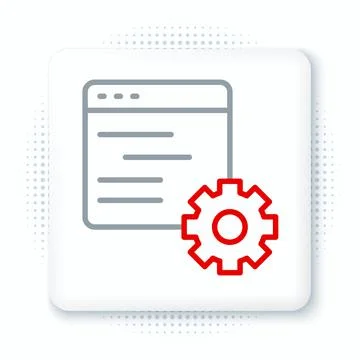 Line Computer api interface icon isolated on white background. Application pr Stockillustratie