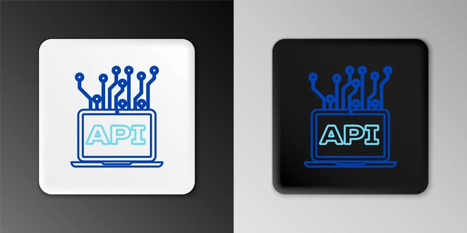 Line Computer api interface icon isolated on grey background. Application 스톡 일러스트