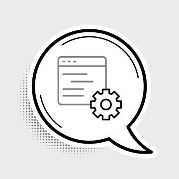 Line Computer api interface icon isolated on grey background. Application 스톡 일러스트